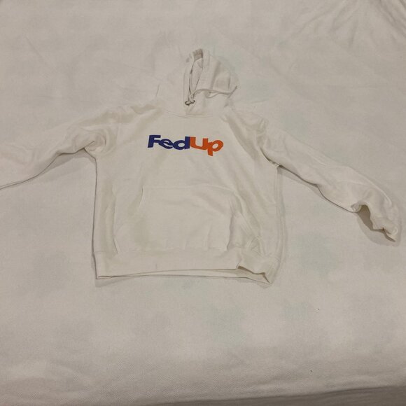 Fed Up Pullover Hoodie Sweatshirt White Sz Small Fed Ex 90s Fedex Unisex - Picture 6 of 9